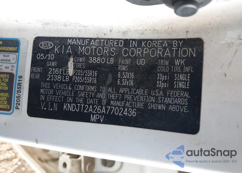 2010 Kia Soul + из США, поврежденный, VIN KNDJT2A26A7702436